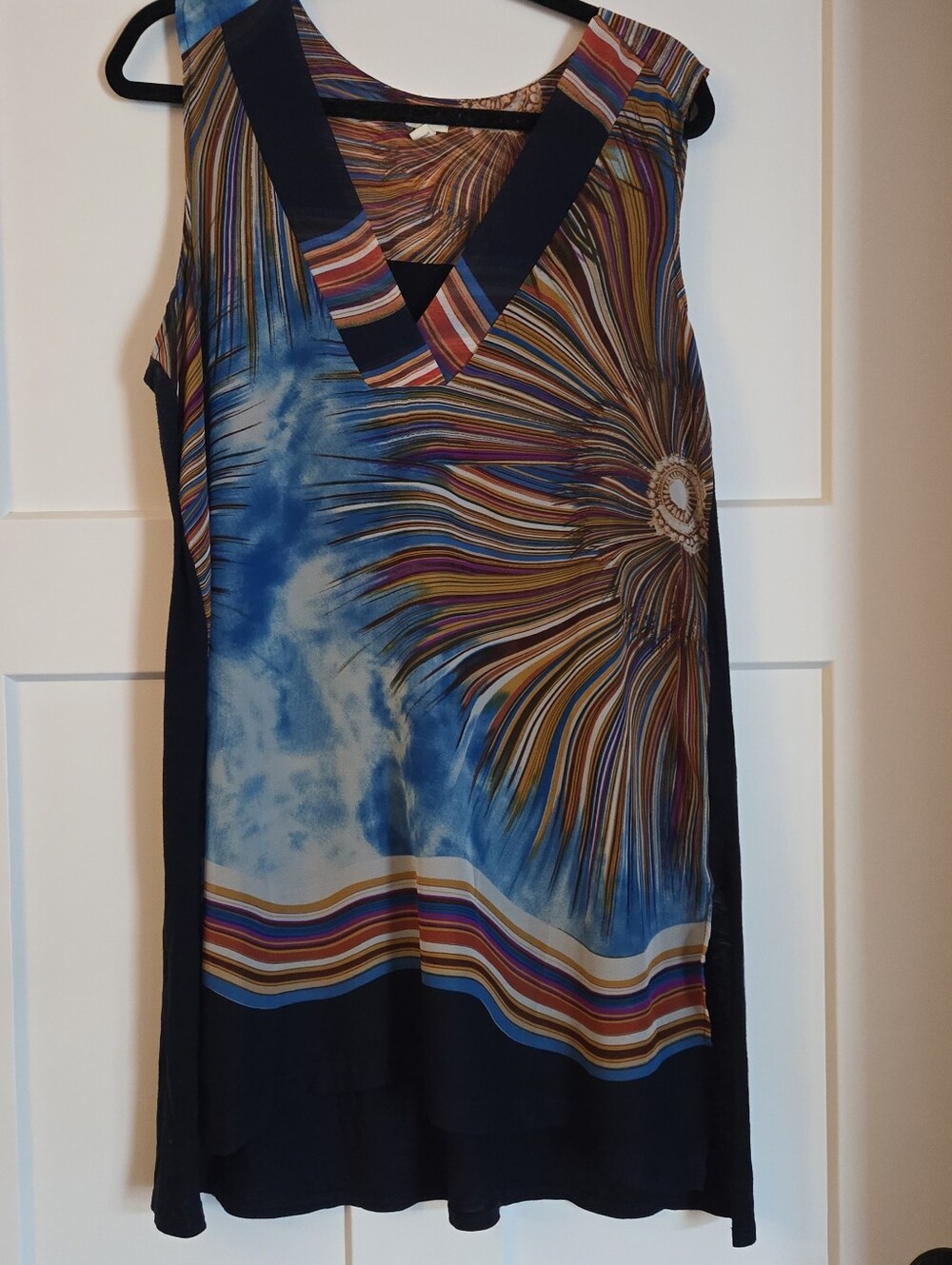 Anthropologie Sleeveless Blue Multi-Color V-Neck Tunic